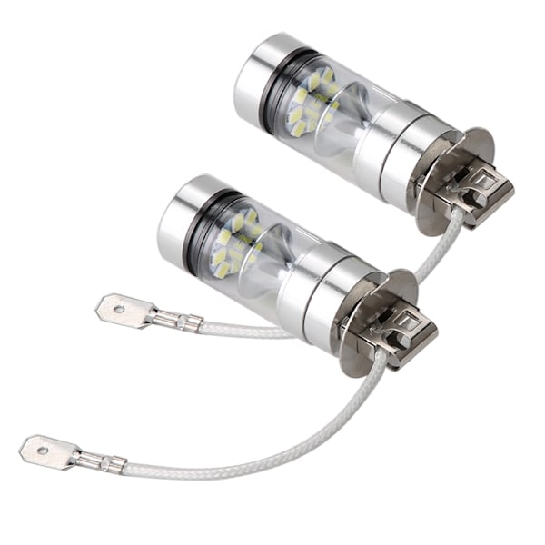 2 stk H3 6000K 100W LED 20-SMD Høy Effekt Dimkjøring DRL Pærer HID