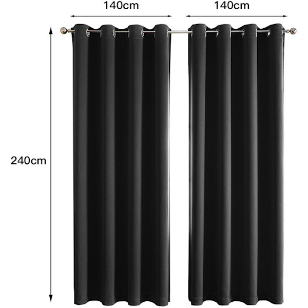 Set med 2 termiska gardiner 140*240cm svart
