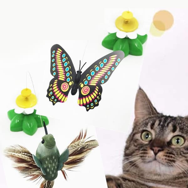 Cat Toy 360 Degree Rotating Butterfly Flower Shape Interactive Kitten Toy Cat Toy-FA-