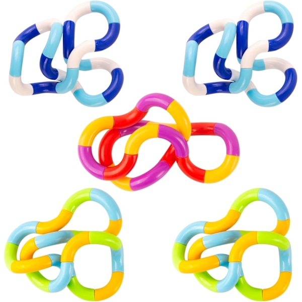 5 stk Tangle Fidget Legetøj Twisty Legetøj Slange Legetøj Dekompression Stressaflastning Stim Silent til Børn og Voksne