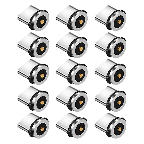 15 stk USB C magnetiske adaptere i aluminium, 360 graders roterende kabelkontakt (0,98 x 0,5 cm, som vist på bildet)