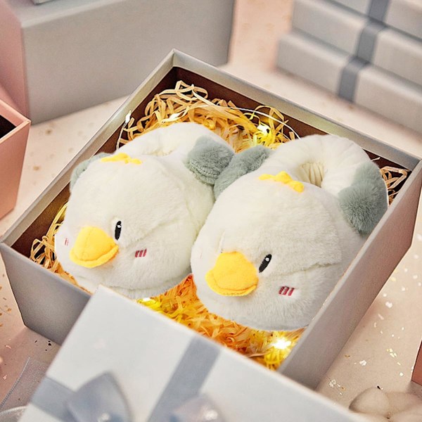 Bubbla Damtofflor for kvinner, fluffy ankslippers for vinteren, søte dam sko, sklisikre sko innendørs og utendørs, EU-størrelse 35-42 duck,35-42