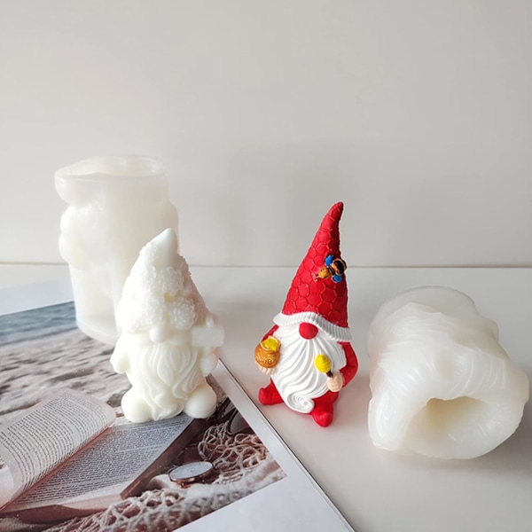 Tomte Lys Silikonform Støbeform Dværg Gips Silikon Gnome G