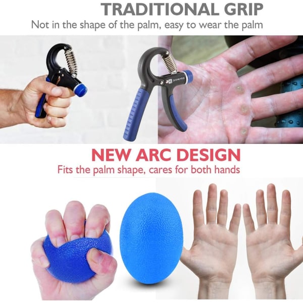 Äggformade greppbollar, 3 delar handtränare Fingertrainer Ägg