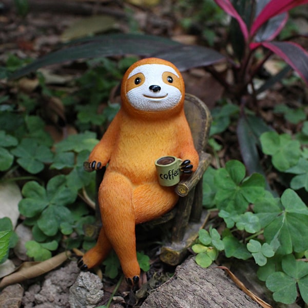 Sloth Staty, Trädgårdskonst Skulptur Gnomes, Kreativ Resin Figurin