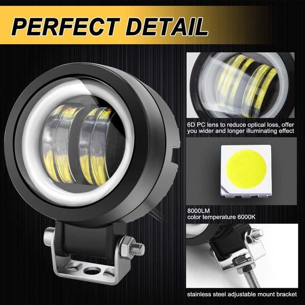 2 st 40W LED-dimljus för terrängfordon med Angel Eye-varselljus W-FA-