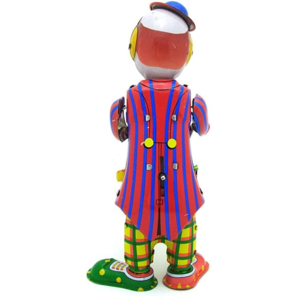 Retro Opptrekkbar Leketøy Tinplate Toy Circus Clown Robot Tromming