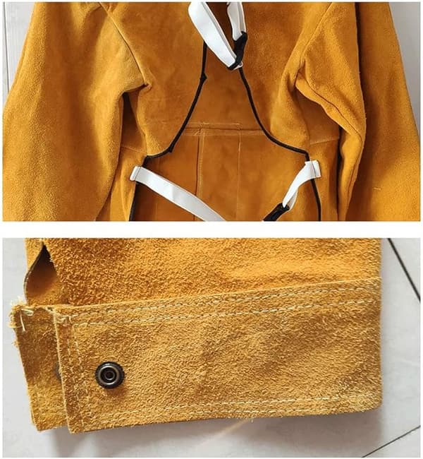 (XL-105cm) Unisex kol läder svetsförkläde - gul med ärmar-FA-