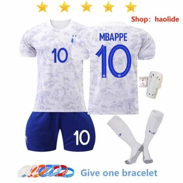 2223 Frankrike Bortetrøye Størrelse 10 Mbappe Fotballtrøye Barn Fotballtrøye Sett XS