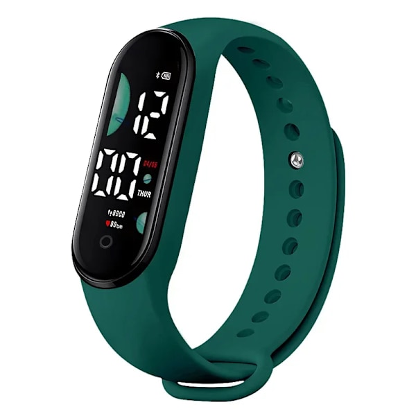 Klocka Elektronisk LED Digital Armbandsklocka för Kvinnor Mode Casual Enkel Silikon Touch Vattentät Armbandsklocka 17 DarkGreen