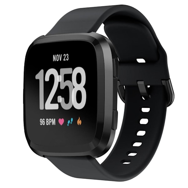 Silikonarmband Fitbit Versa/Versa 2 - Svart Black Svart