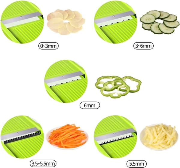 Grønnsakskutter Mandolin Potetkutter, Pommes Frites-kutter for løkringer, chips og pommes frites, Grønn-FA-
