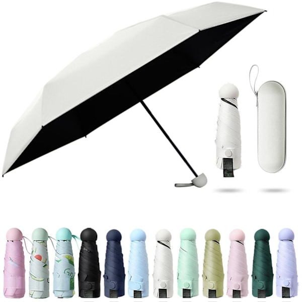 Solparasoll, hopfällbar, ultralätt, sexbent med låda, solskydd, UV-skydd, solskydd [kk] light beige