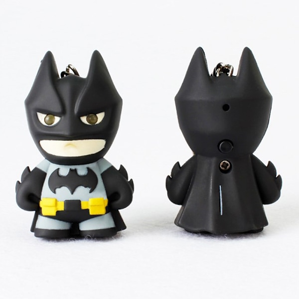 Batman LED-belysning Lyd Nøkkelring Kreative Gaver Ryggsekk Henger