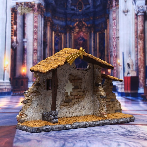 Julekrybbe Scene med Levende Detaljer Julekrybbe Skjult Statue til Ferie Skrivebordsdekoration Gave