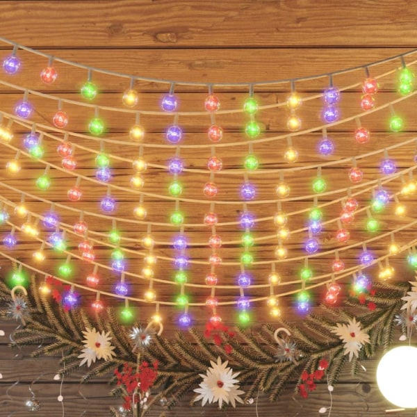 Ljusslinga 20 m bollar 200 LED flerfärgad 8 funktioner Trans