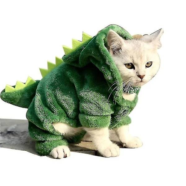 Husdjur Katt Kläder Valp Hund Katt Rolig Dinosaurie Dräkt Vinter Varm Plysch Katt Kappa Fleece Tröjor Tröja Liten Hund Kattunge Kläder L