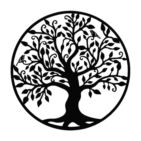 Metall väggdekoration Tree of Life ram Industriell svart vägg de