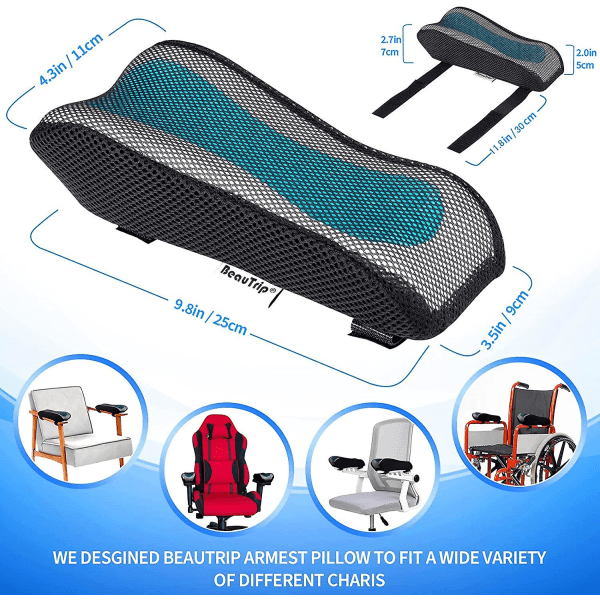 Kontorsstols armstödsöverdrag - Ergonomiskt formade skumarmstöd - Minnesskumkudde för kontorsstolsarmstöd, spelstol - 2-pack