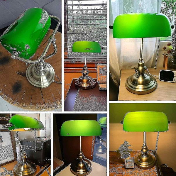 Glas Bankers skrivbordslampa med dragkedja (grön) - Perfekt