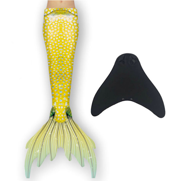 Pige Mermaid Hale med Monofin gul yellow 130