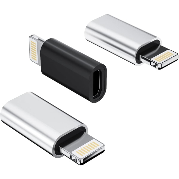 Micro USB Hona till Lightning Hane laddare Adapter (3Pack) Android Laddningskabel Port Anslutning Kompatibel f?r iPhone/Ipad Laddsladd Data Converter