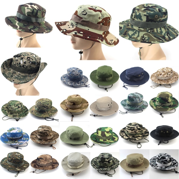 Män Casual Mössor Bred Rand Cap Militär Camo Hatt Gray - Camo