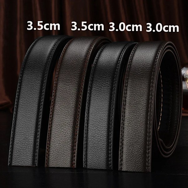 3,0 cm 3,5 cm bredt læderbælte uden spænde Automatisk bælte kropsrem uden spænder Mænd god kvalitet mandlige bælter Sort 3.0cm Black 3.0cm 100cm