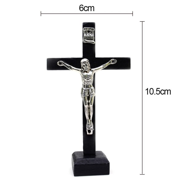 Kors Bordsskiva Dekor Crucifix Jesus Staty SVART Black