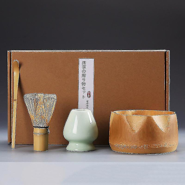 4st/set Traditionellt Matcha-set Bambu Keramik Matcha-skål med vispBY 1