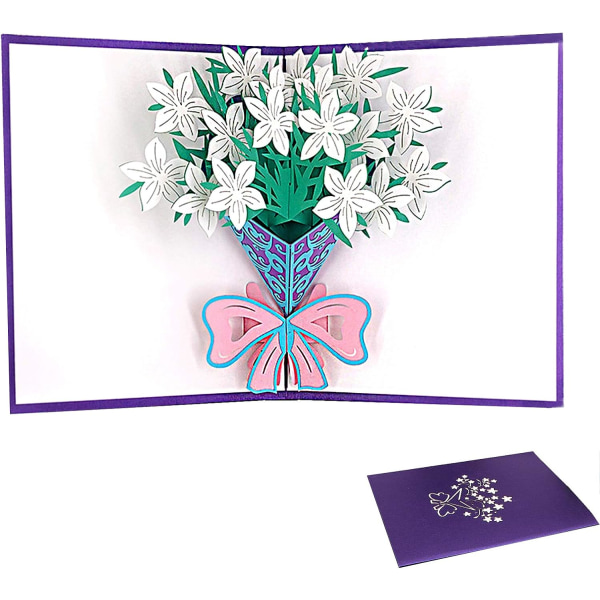 Valkoinen Lily 3D-ponnahduskortti, 3D-ponnahduskortti Onnittelukortti