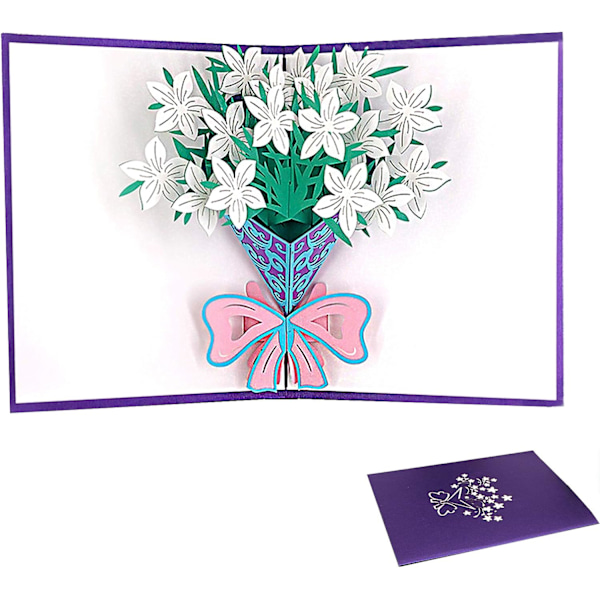 Vit Lilja 3D Pop Up-kort, 3D Pop Up-kort Gratulationskort