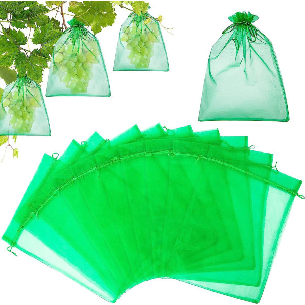 Fruktskyddspåsar, 50 stk 30x40cm Druveposer Fruktnettposer med snøring