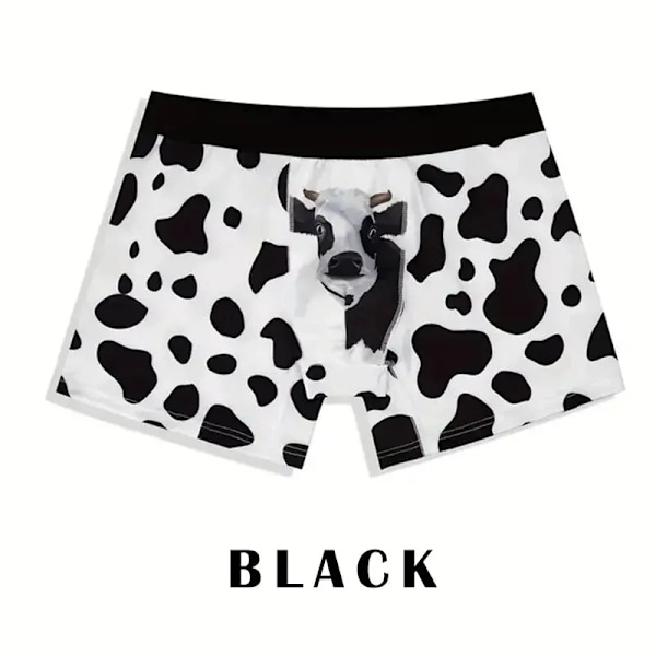 Män Sport Boxershorts Underkläder Kalsonger Sport Sort ML XL Tegneserie Ko Udskrivning Ventilerende Mode Fitness Casual Komfortabel sort black M
