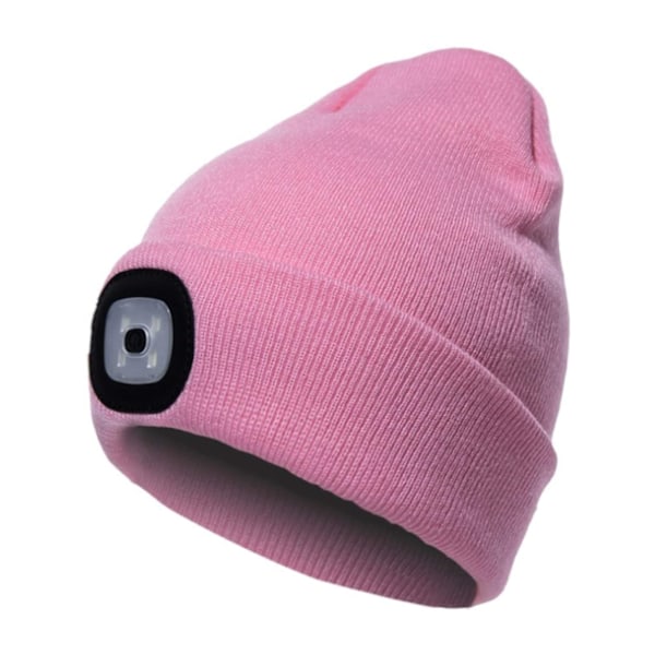 Strikket hue med LED-lys til jogging pink