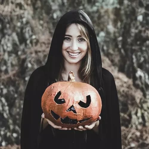 Kappe med Hætte / Kappe - Halloween-FA- Svart black