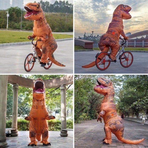 (Brun) Tyrannosaurus Rex Dräkt Vuxen Dinosauriedräkt Uppblåsbar