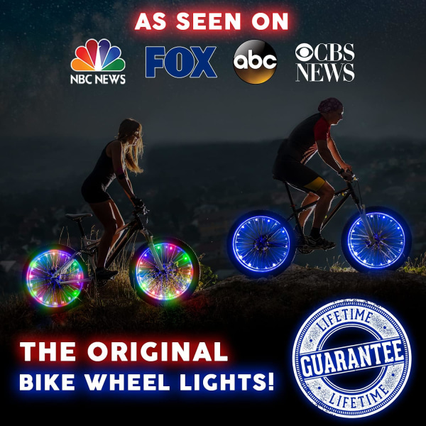 LED cykelhjul lys med BATTERIER INKLUDERET! Synlig fra alle