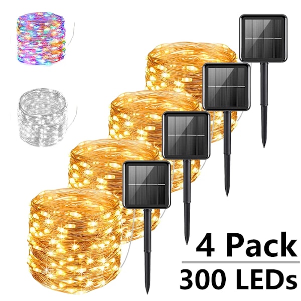 7M/12M/22/32M Solcellslampor LED-slinga utomhus Festoon LED Vattentät Girlang Slingljus Jul Fest Trädgård Solcellslampa Dekor 3x Varmvit 3xWarm White 7M 50LED