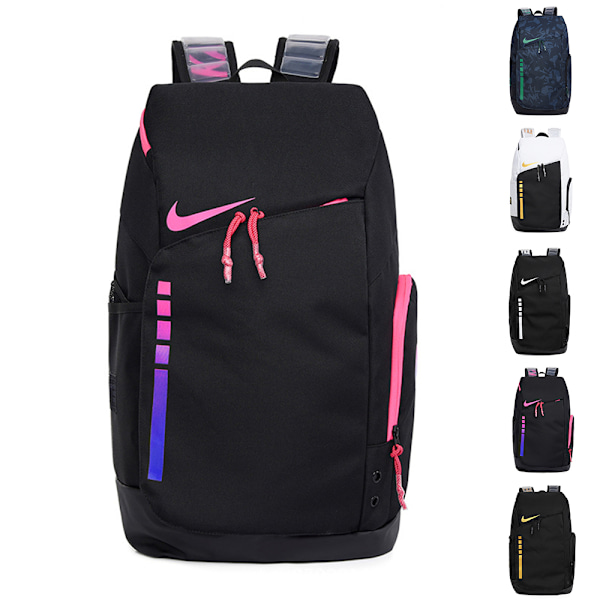 Unisex Nikes Elite Pro Basketboll Ryggsäck Skolväska Gym Sport Resväska Laptopväs Black Pink