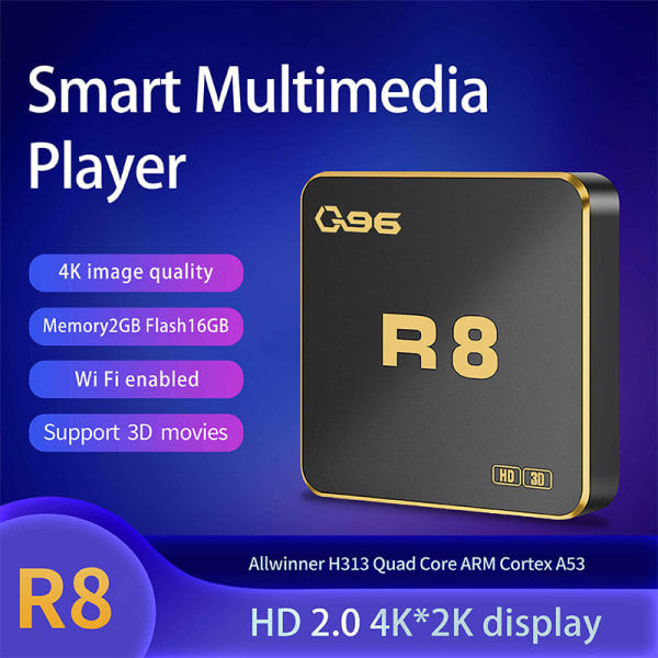 Smart TV Box Q96 R8 Android 10 AllWinner H313 Quad Core 2,4G/5G 4GB＋64GB EU-stik