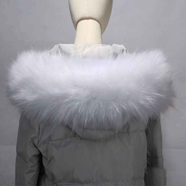 Dunjakke med Pelskrave Stripe Faux Collar VIT 85CM 85CM hvid 85cm-85cm white