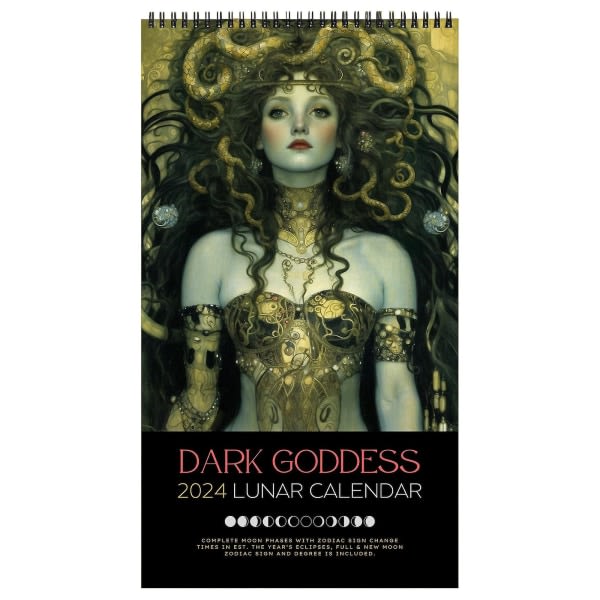 Mörk gudinna 2024 Lunar Calendar Väggkalender Medeltida kalendrar Office Home