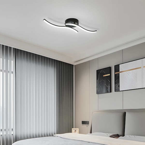 Moderne LED-loftslampe, 14W 1400LM, sort, akryl indendørsbelysning, 6500K koldt hvidt, til soveværelse, stue