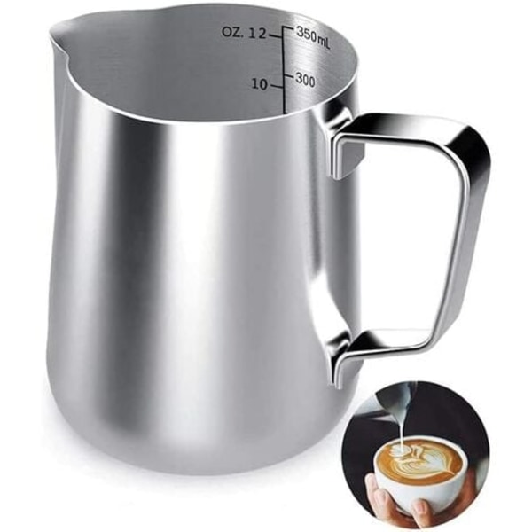 Melkeskummer, melkeskummer, melkeskummer i rustfritt stål, melkeskummer i rustfritt stål, skummende melkeskummer, 350 ML for fremstilling av melk