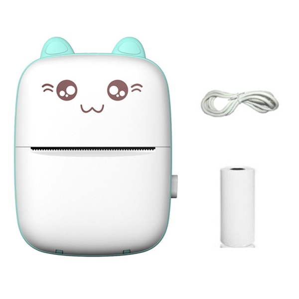 Mini portabel studentfickskrivare Meow Meow Vit/Blå (inkluderar 1 rulle skrivarpapper) Blue