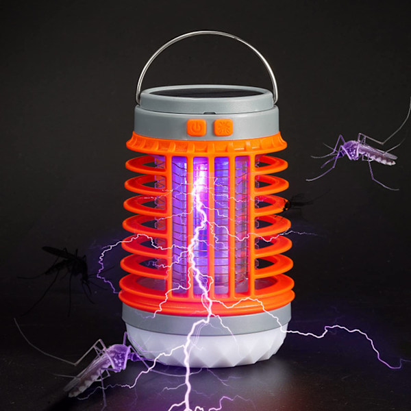 Myggdödare, 2024 ny solcellsdriven utomhus vattentät myggdödare lampa, bärbar lämplig för trädgård, camping Orange belt hook 2 pieces