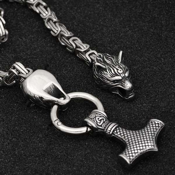 INF Vikingahalsband med Tors hammare i rostfritt stål Silver