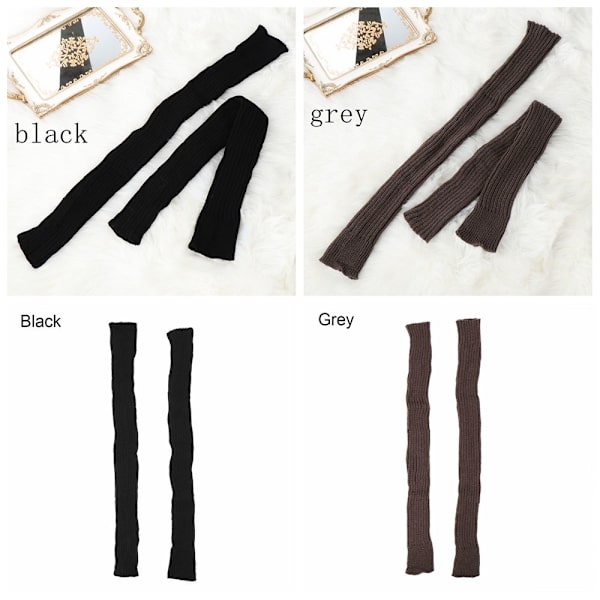 Benværmer High Knee Sox Strikkede Hæklede Støvlesokker Leggings Grå - Høj Kvalitet Grå gray