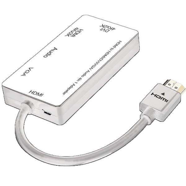 3-i-1 HDMI till VGA DVI HDMI med ljud 3,5 mm mikroadapterkabel White